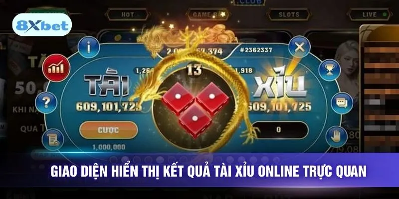 Giao diện hiển thị kết quả tài xỉu online trực quan